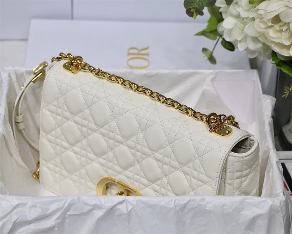 SMALL D10r CARO BAG Ivory S*pple Cannage Calfskin 20 x 12 x 7 cm