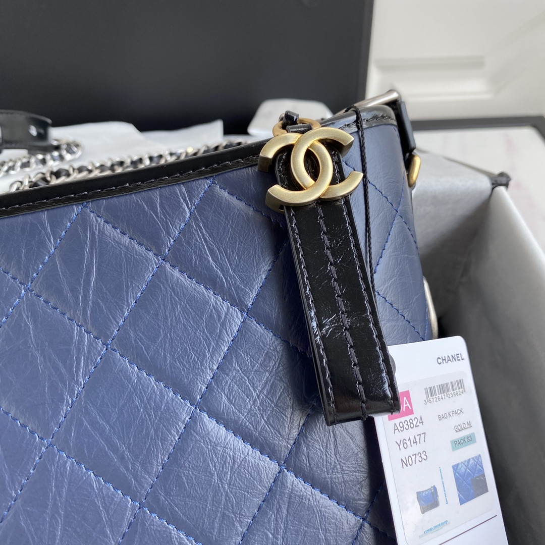 Ch**el Gabrielle MEDIUM BLUE BLACK 21 x 28 x 10cm