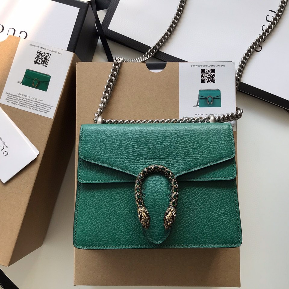 Gvc*1 DIONYSUS LEATHER MINI BAG GREEN 7.5"Wx6"Hx2"D