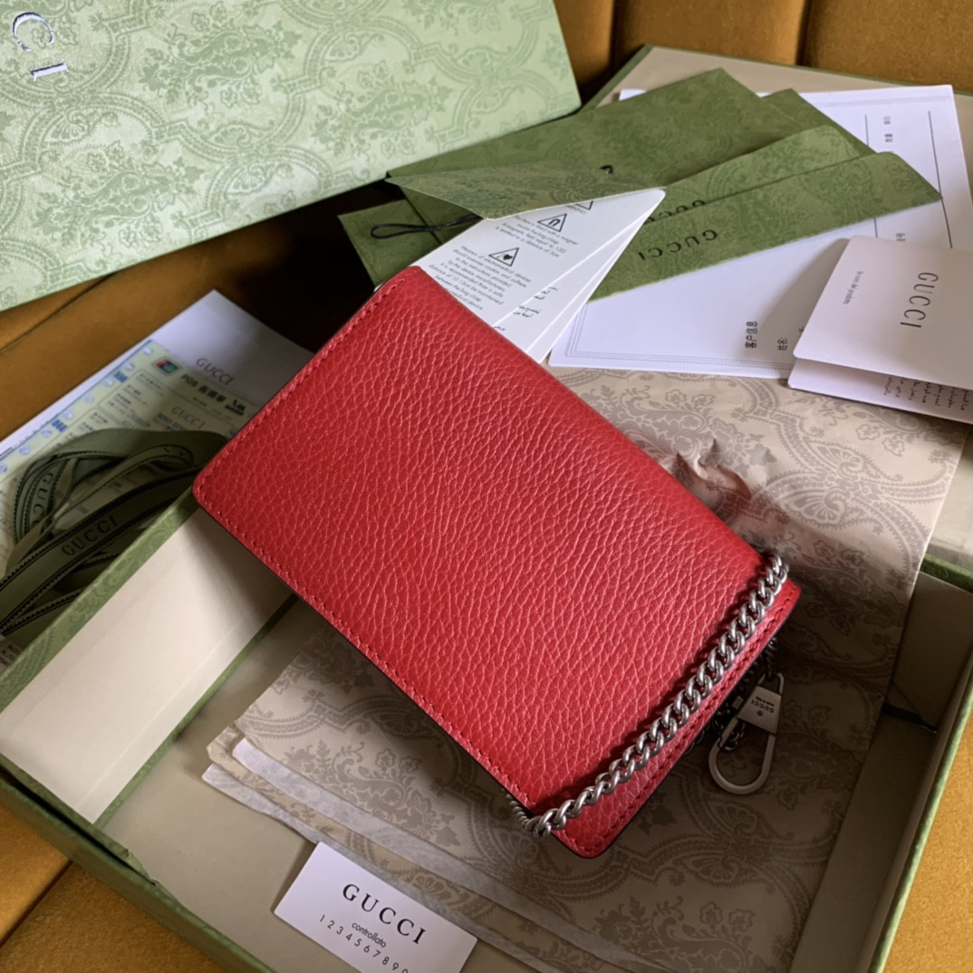 Gvc*1 DIONYSUS LEATHER S*pER MINI BAG RED 6.5"Wx3.9"Hx1.6"D