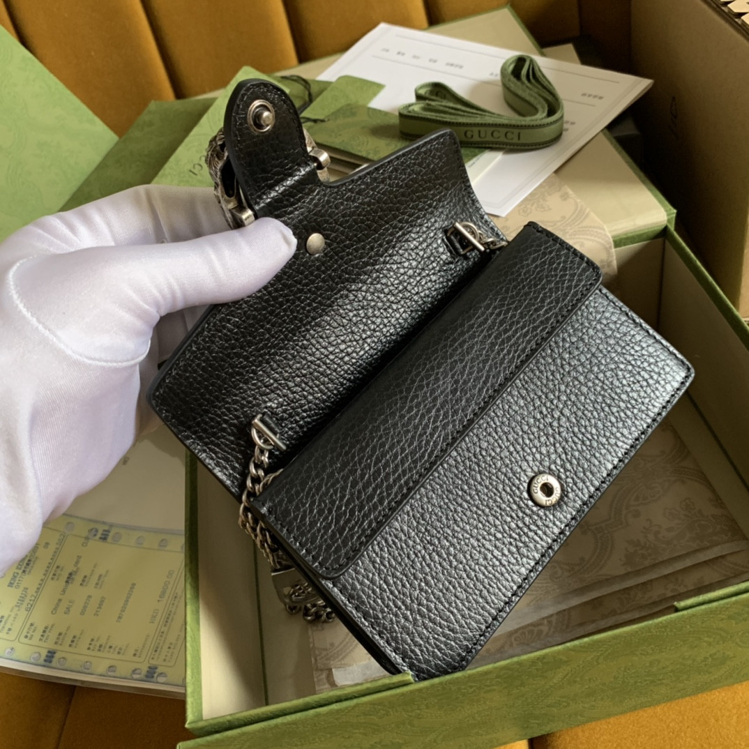Gvc*1 DIONYSUS LEATHER S*pER MINI BAG BLACK 6.5"Wx3.9"Hx1.6"D