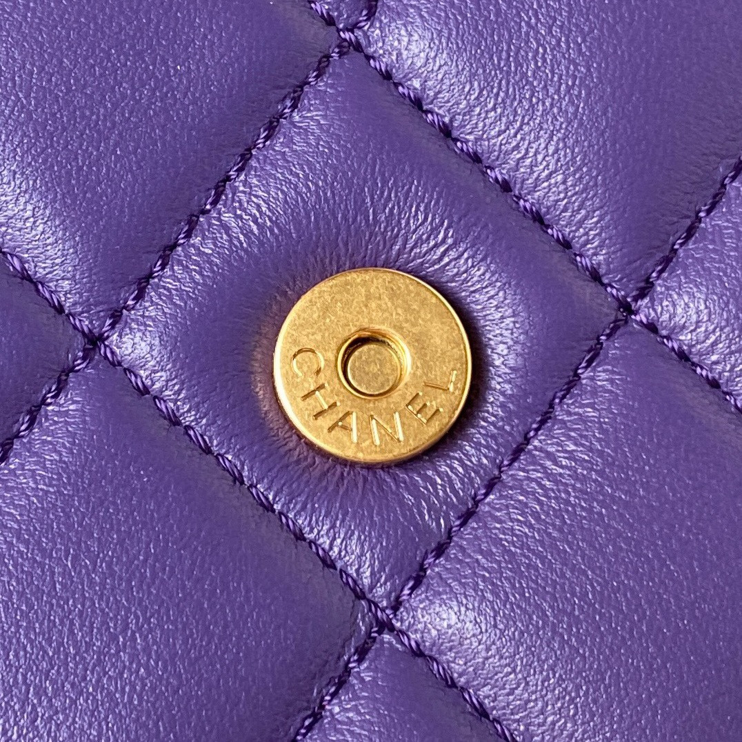 Ch**el BAGUETTE BAG PURPLE 17.5×20×5cm