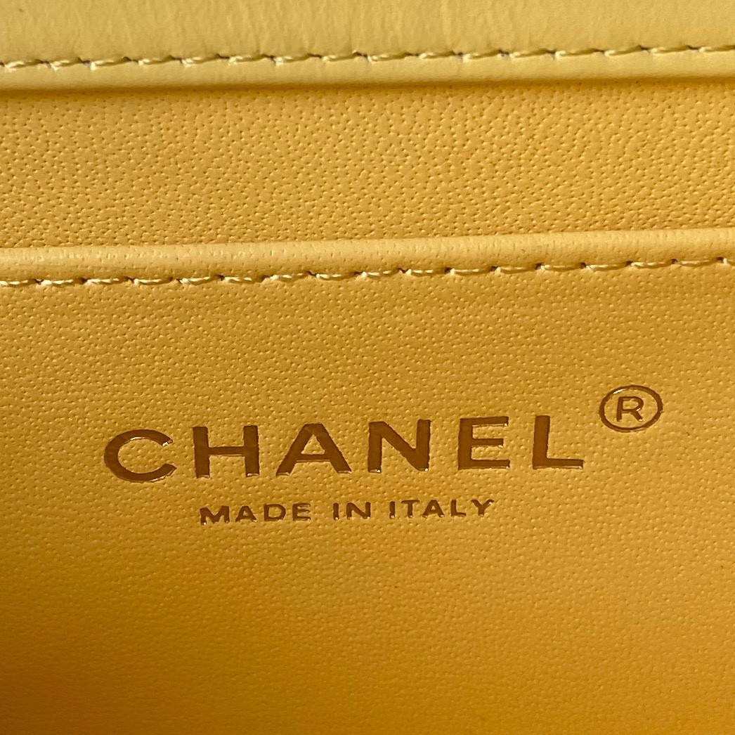 Ch**el MINI FLAP BAG yellow 12×19×8cm