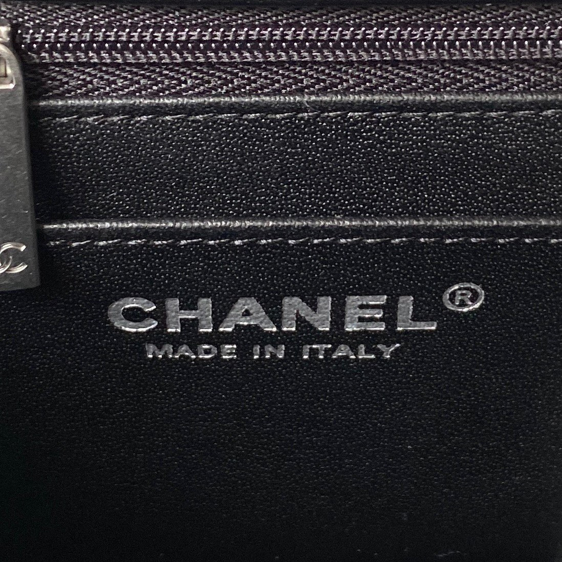 Ch**el MINI FLAP BAG SHINY CALFSKIN & SILVER-Tone METAL BLACK 5.3 × 6.6 × 3.1 in