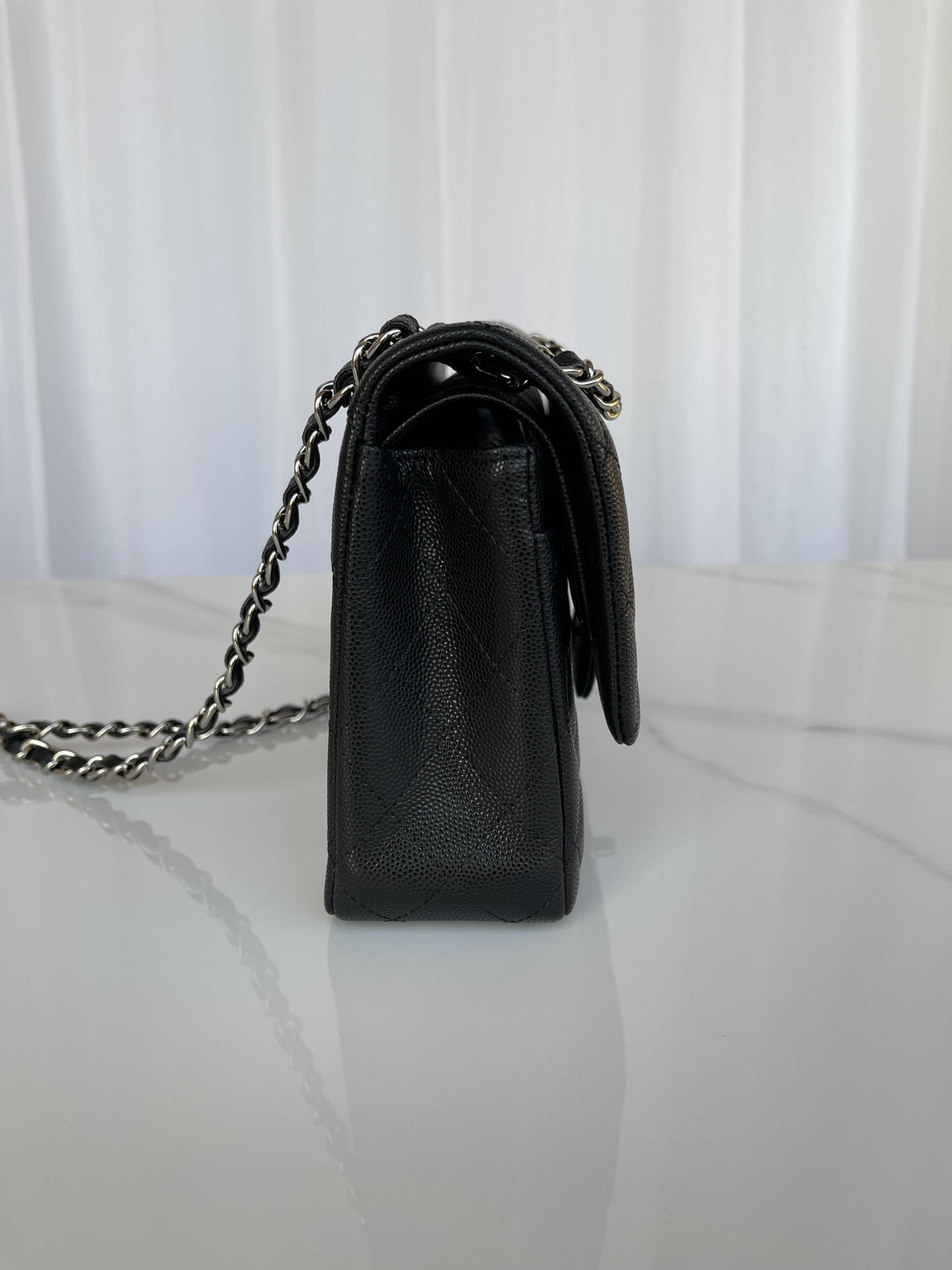 Ch**el CLASSIC HANDBAG GRAINED CALFSKIN 6 × 9.9 × 2.5 in