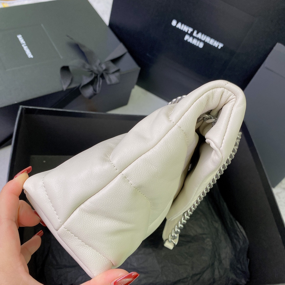 Y51 PUFFER SMALL IN NAPPA LEATHER WHITE SILVER 11.4 X 6.6 X 4.3 INCHES