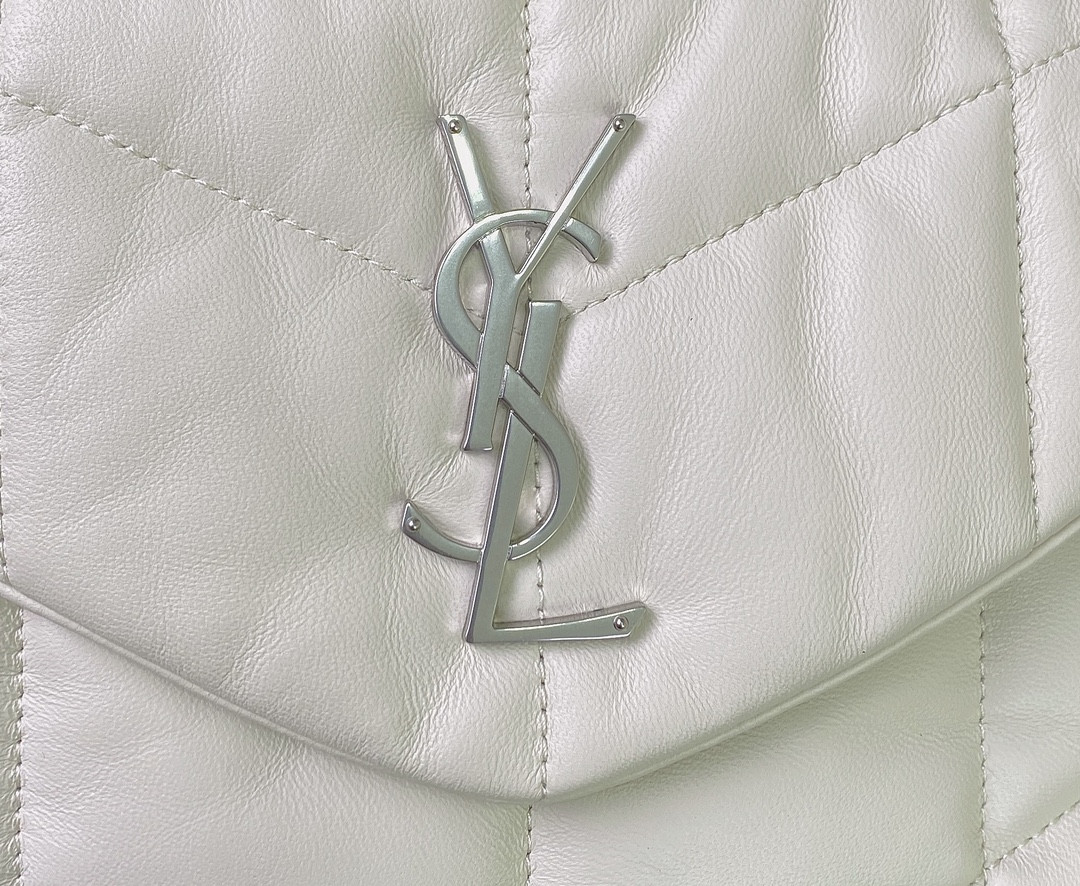 Y51 PUFFER SMALL IN NAPPA LEATHER WHITE SILVER 11.4 X 6.6 X 4.3 INCHES
