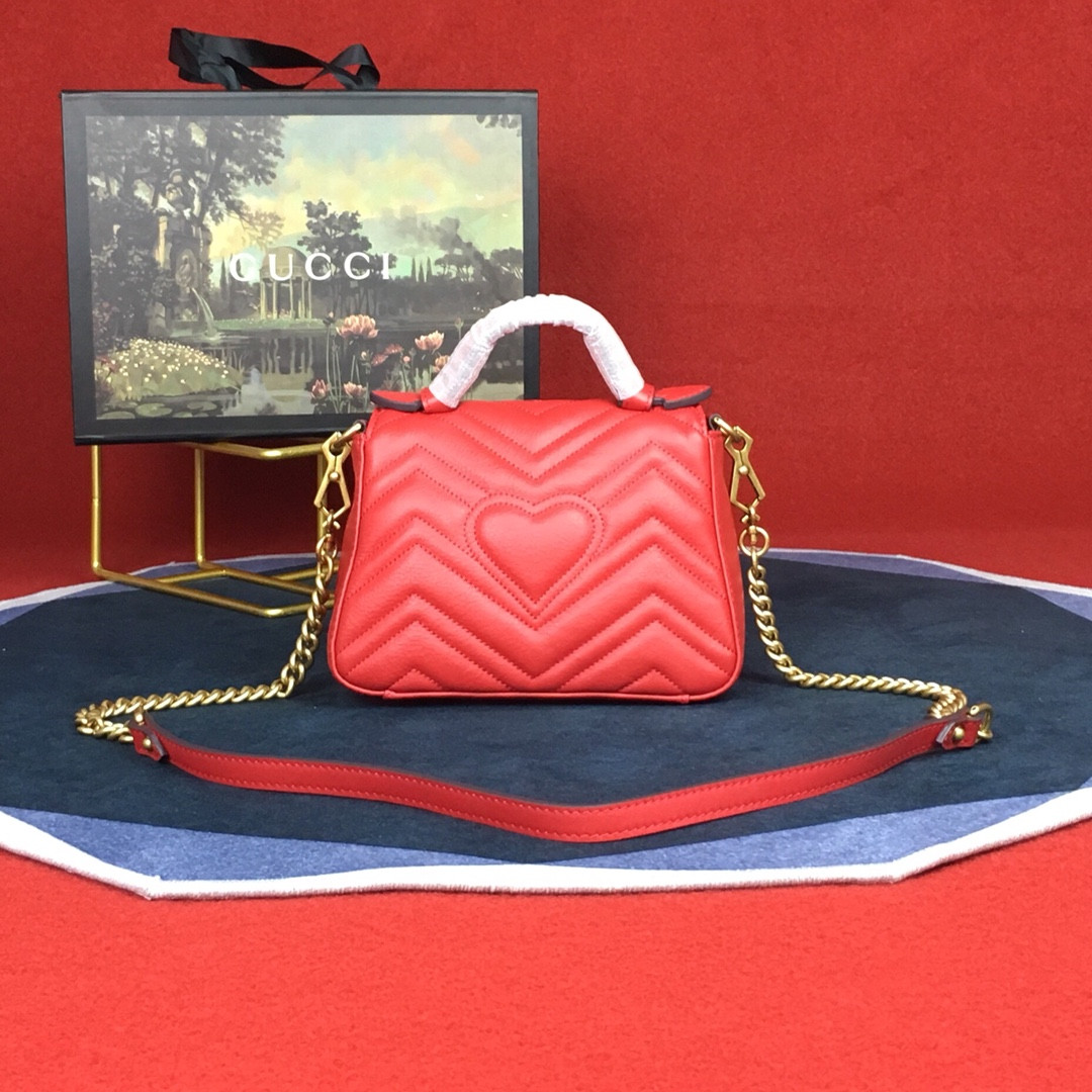 Gvc*1 GG MARMONT MATELASSÉ MINI BAG RED 8.5"W x 5"H x 2.5"D