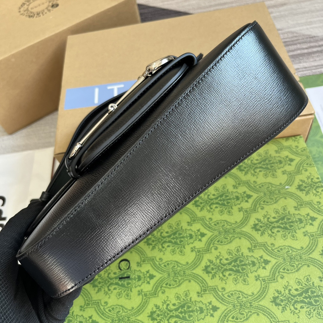 Gvc*1 HORSEBIT 1955 SMALL SHOULDER BAG Black 10.4"W x 6.7-4.1"H x 3.1-1.6"D