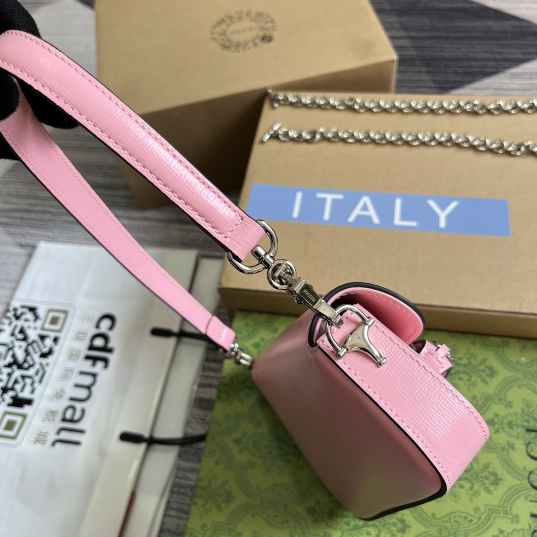 Gvc*1 HORSEBIT 1955 MINI SHOULDER BAG PINK 7.7"W x 5-3.1"H x 2.4-1.2"D
