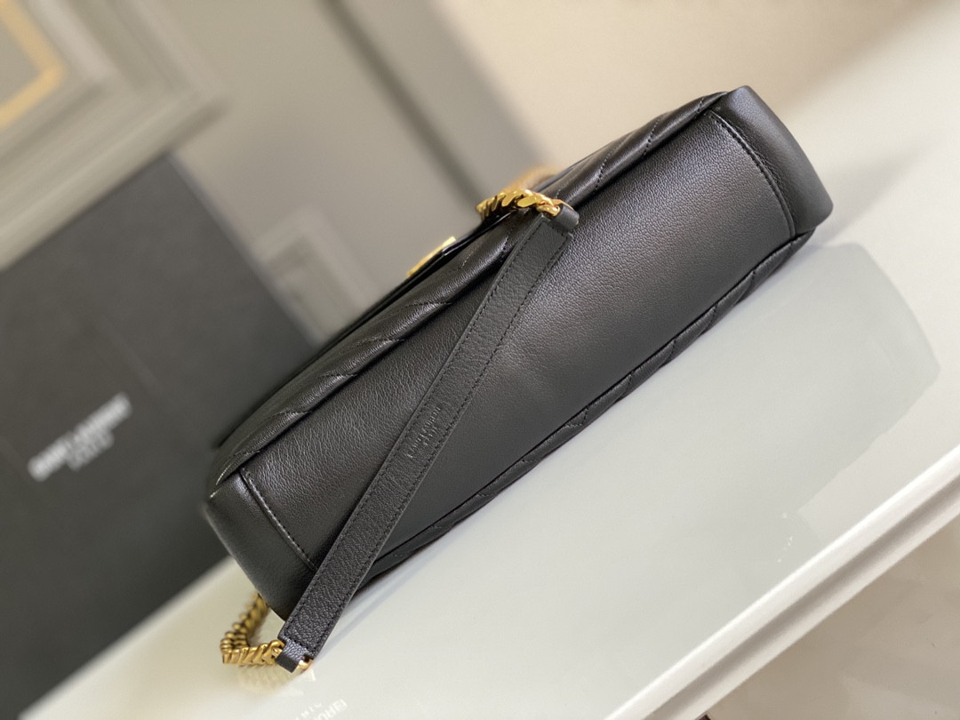 Y51 COLLEGE LARGE IN QUILTED LEATHER BLACK GOLD 32X21X8 CM