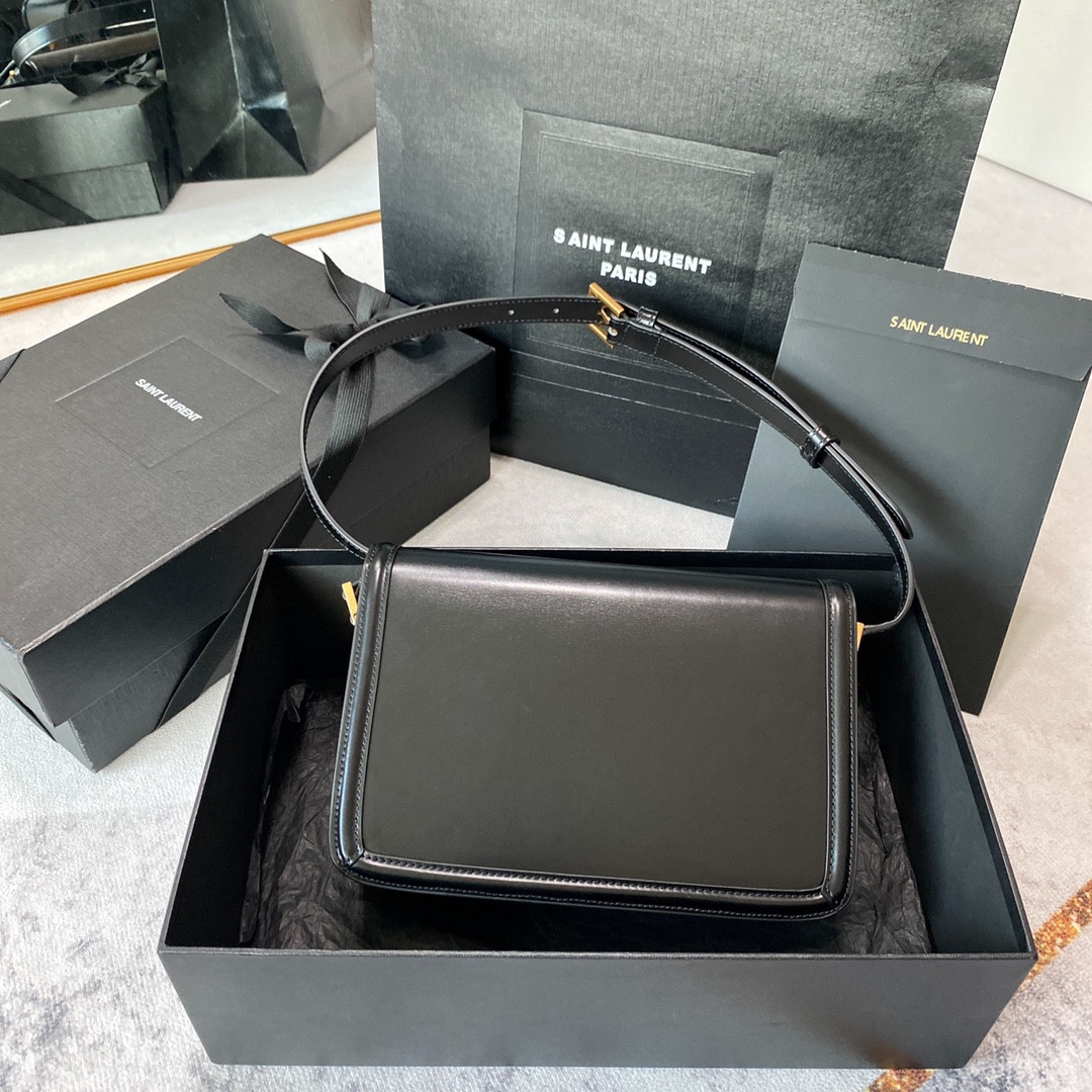 Y51 SOLFERINO MEDIUM SATCHEL IN BOX Sa1nt Lau*nt BLACK 9.1 X 6.3 X 2.4 INCHES