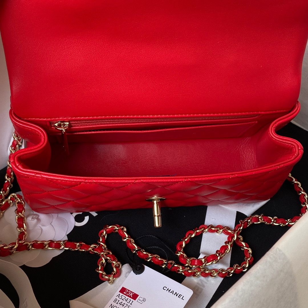Ch**el Mini Classic Handbag With Top Handle 12 × 20 × 6 cm