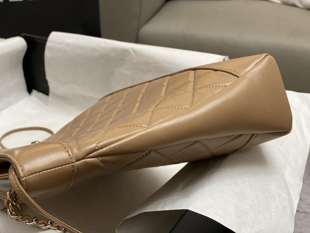 Ch**el SHOPPING BAG Shiny Lambskin & Gold-Tone Metal 11.7 × 11.3 × 3.5 in