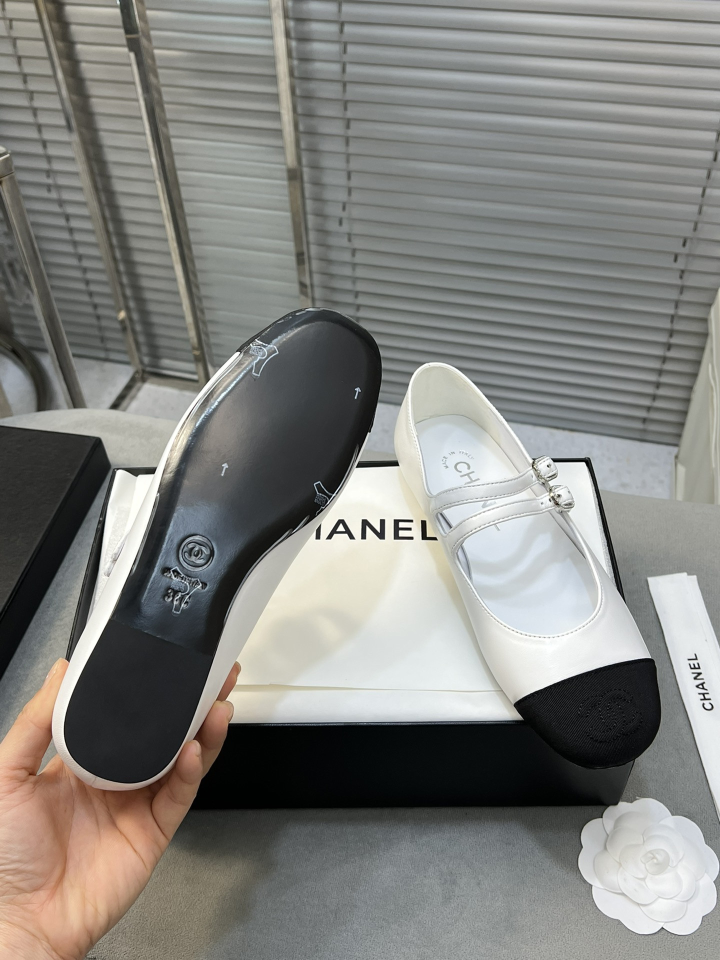 UA Ch**el MARY JANES  Lambskin & Grosgrain