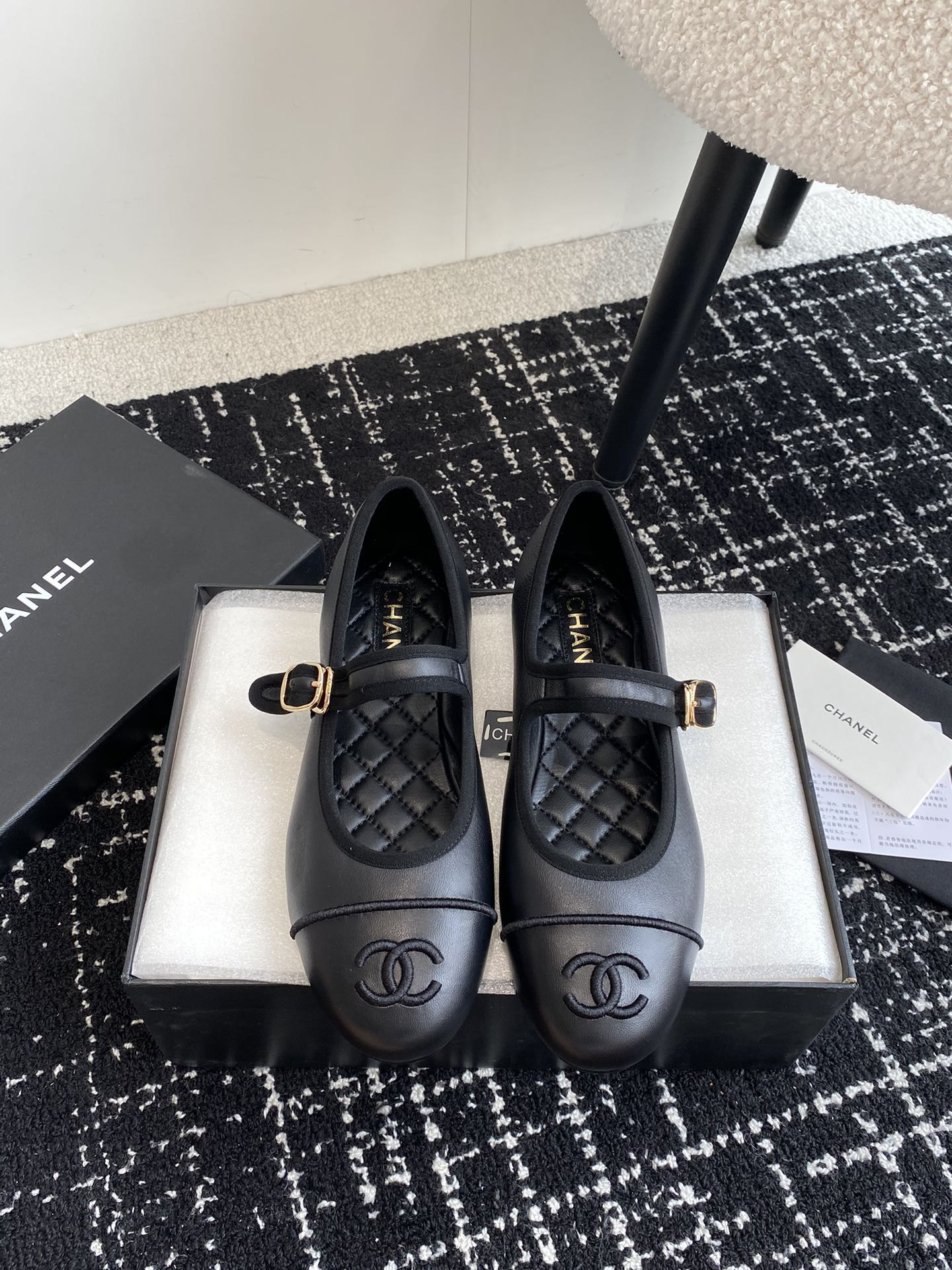 UA Ch**el MARY JANES Lambskin Black