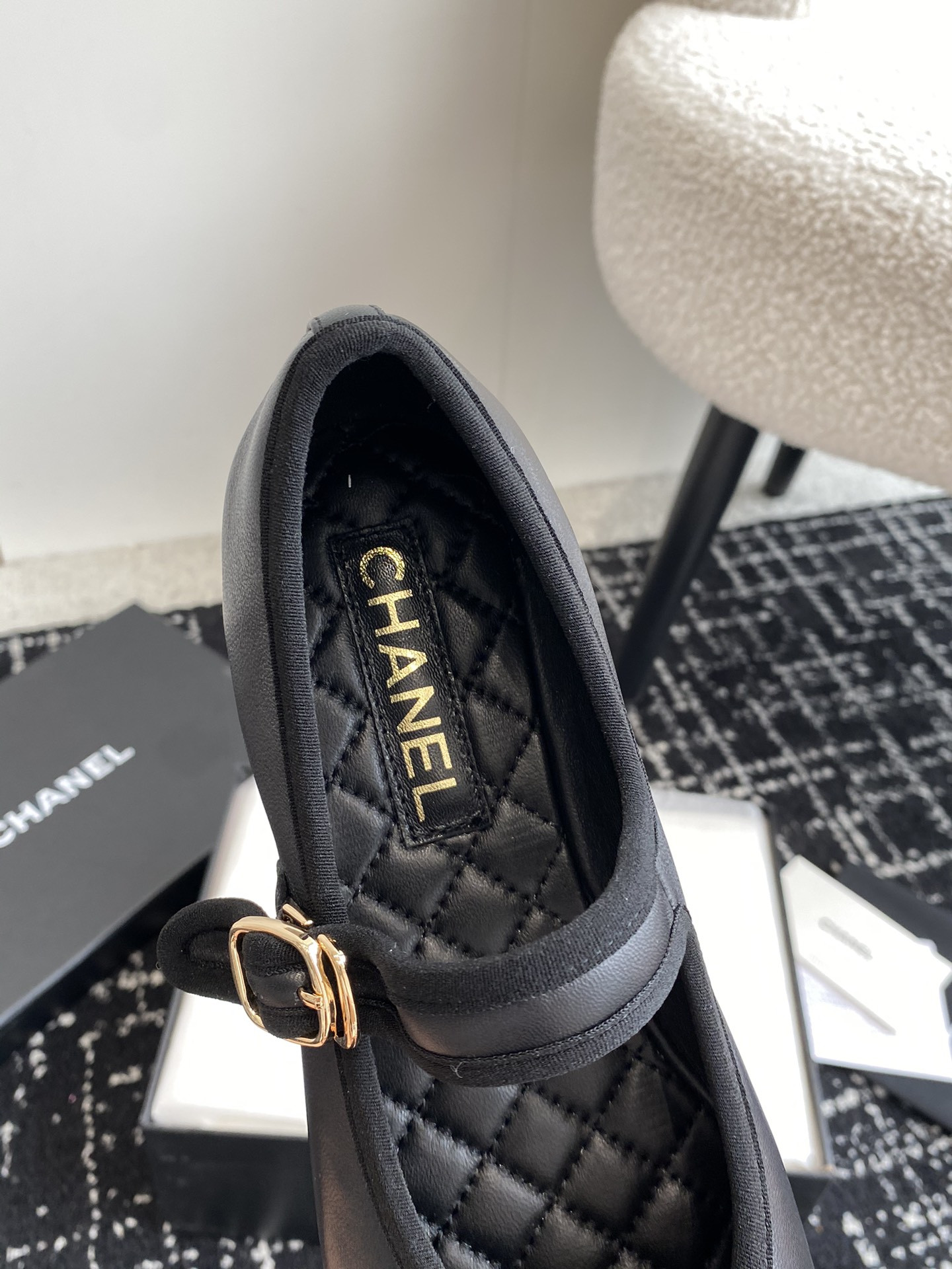 UA Ch**el MARY JANES Lambskin Black