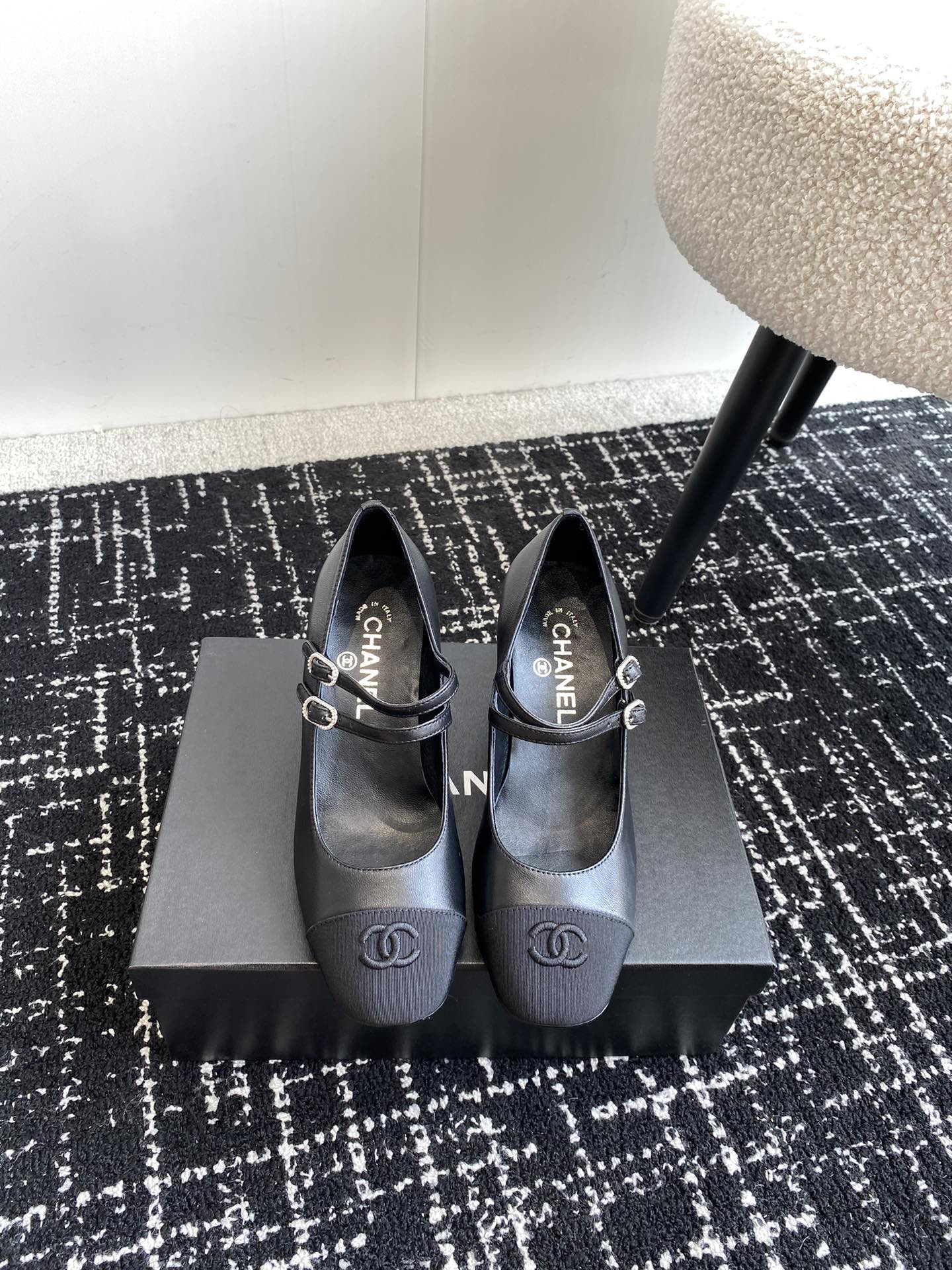 UA Ch**el MARY JANES Lambskin & Grosgrain
