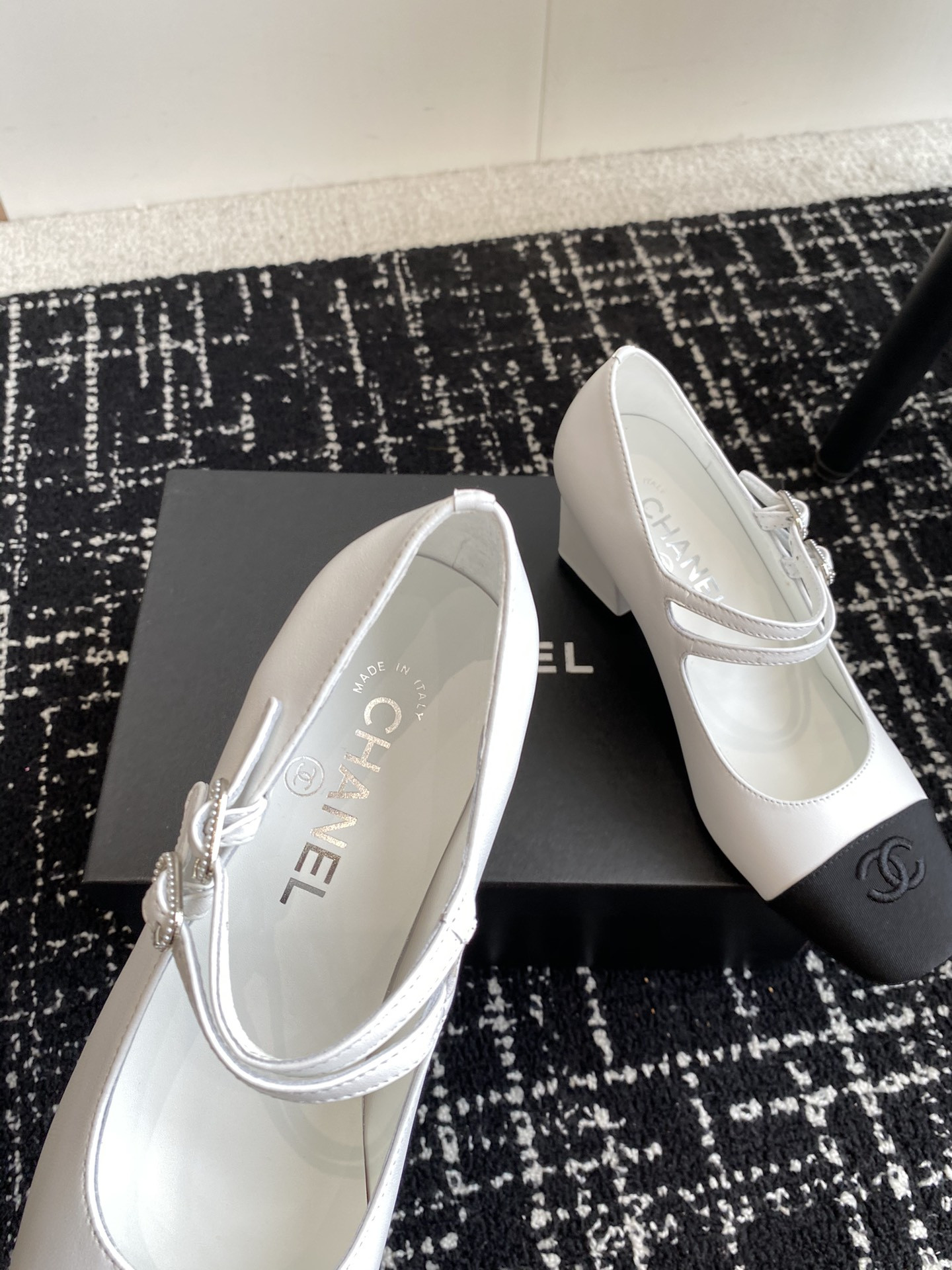 UA Ch**el MARY JANES Lambskin & Grosgrain