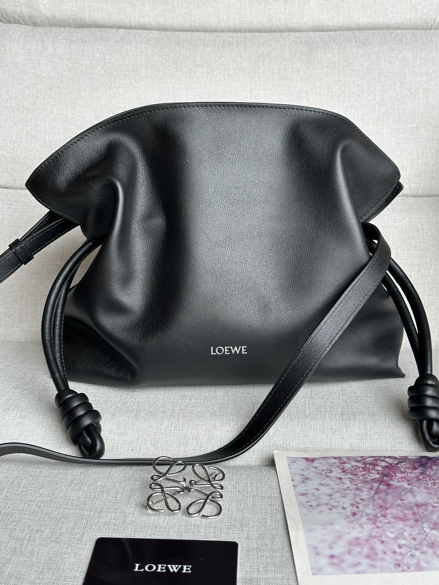 L0ew* Medium Flamenco clutch in nappa calfskin 30x24.5x10.5cm