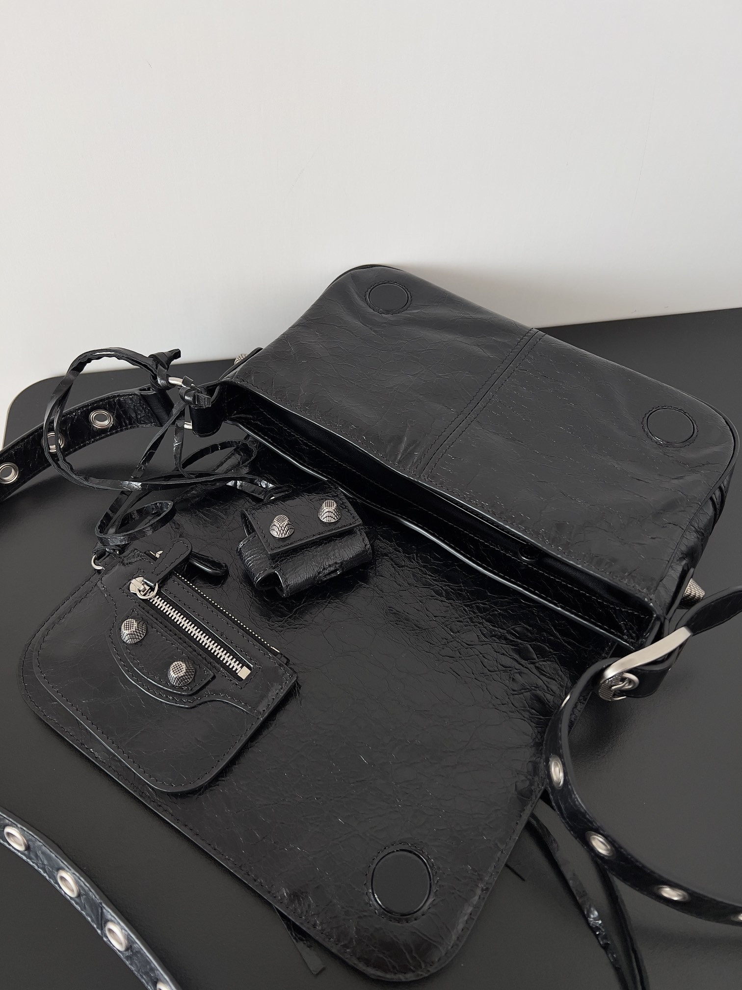 Ba1en*iaga le cagole mini flap bag in black 24 x 14 x 5 cm