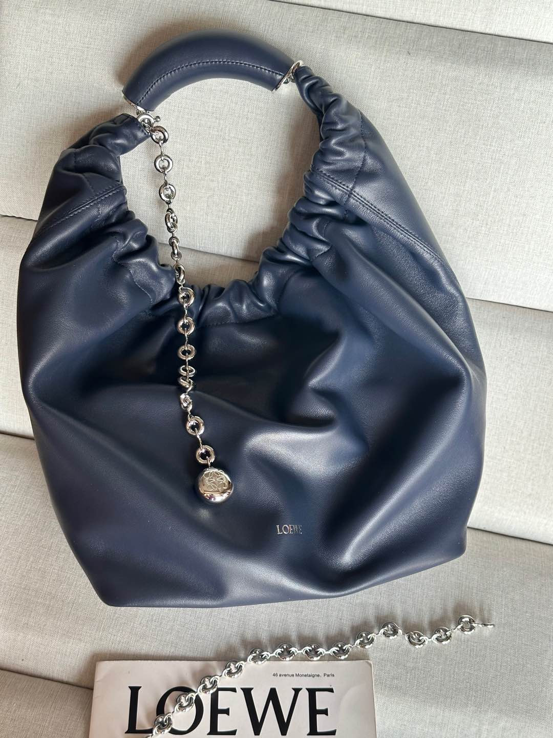 L0ew* Medium Squeeze bag in mellow nappa lambskin 34x33x13.5cm