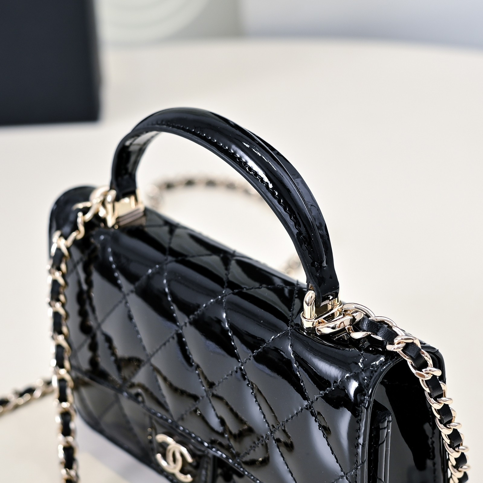 Ch**el classic handbag with top handle 17x10x4.5cm