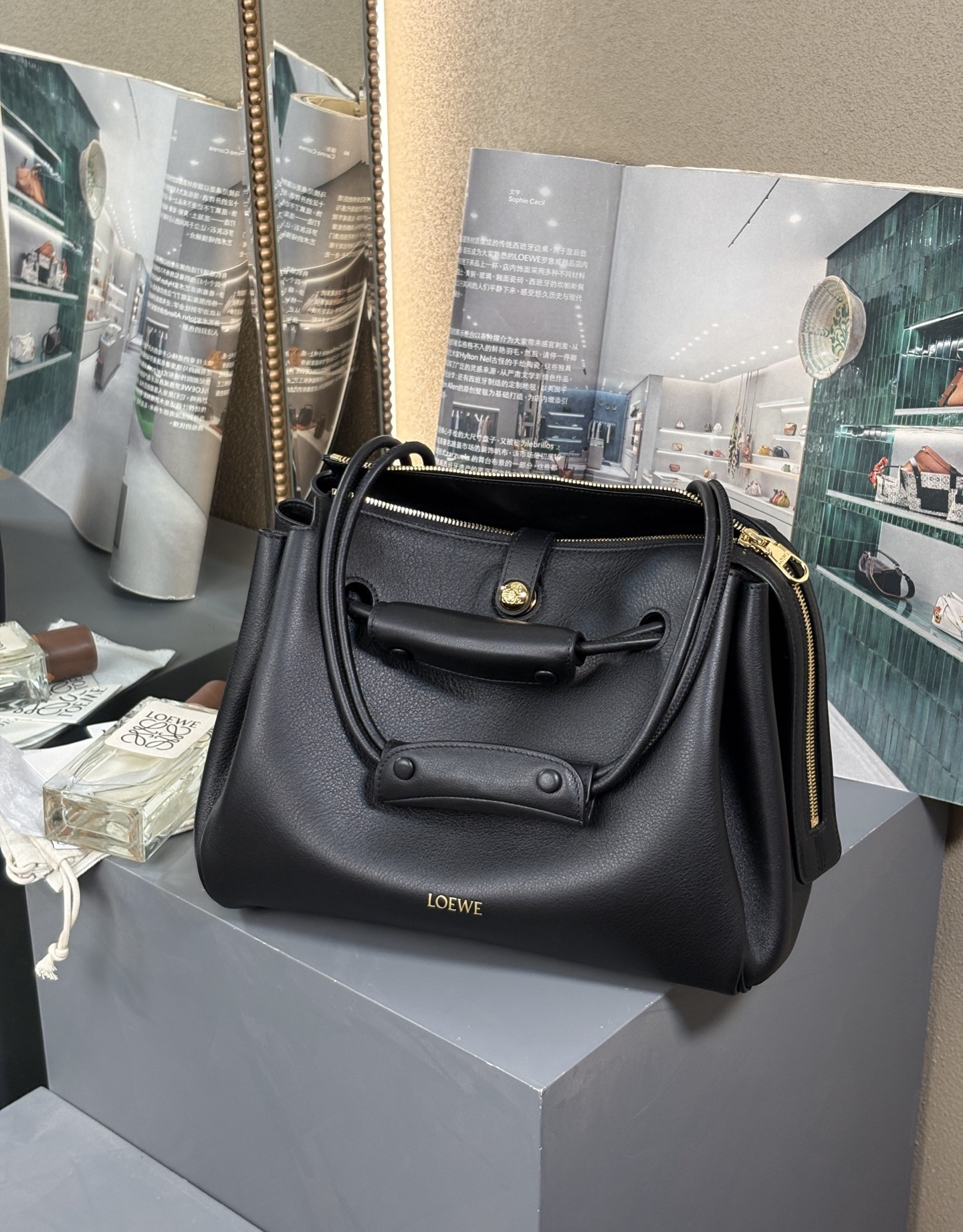 L0ew* Medium Madrid bag in S*pple calfskin 28.5x11x23cm