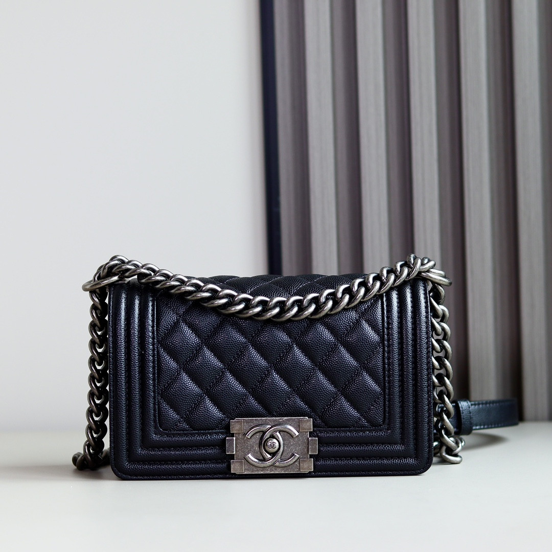 Ch**el Small BOY Handbag A67085 12x20.5x8.5cm