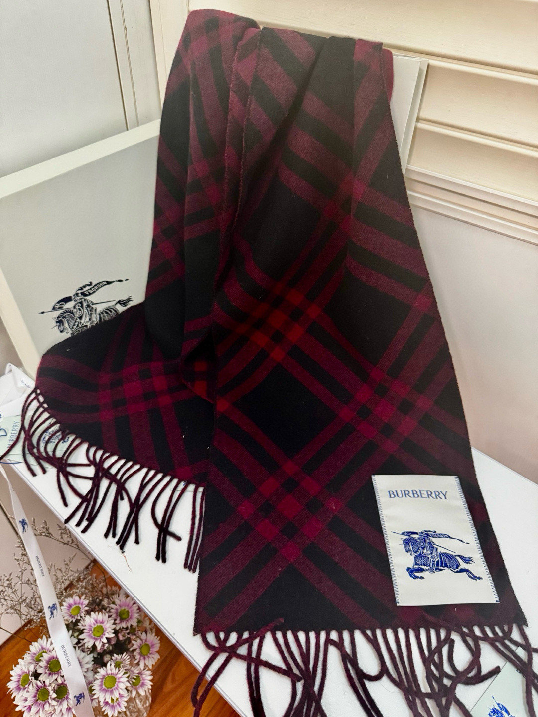 Bv*b*rry scarf 30x180cm 100% cashmere