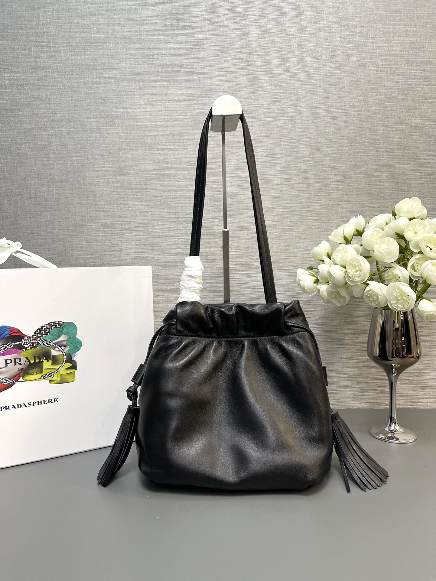 Pra*a Nappa Leather Shoulder Bag 24x25x11cm