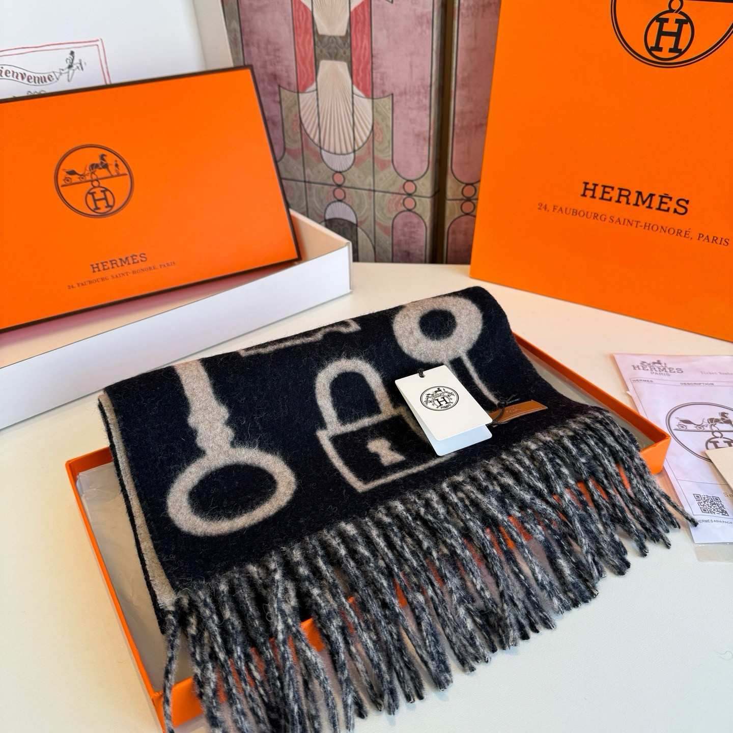 H**me5 scarf 30x180cm 100% Cashmere