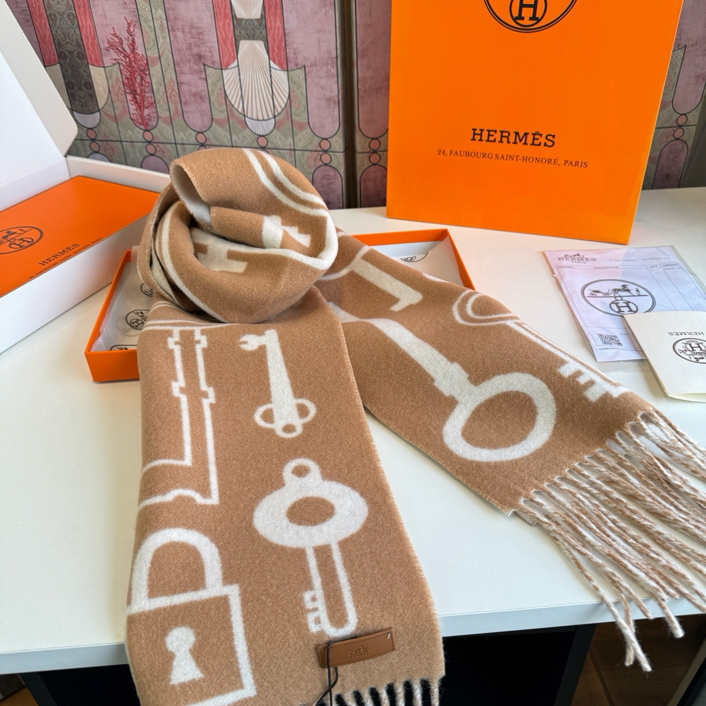 H**me5 scarf 30x180cm 100% Cashmere